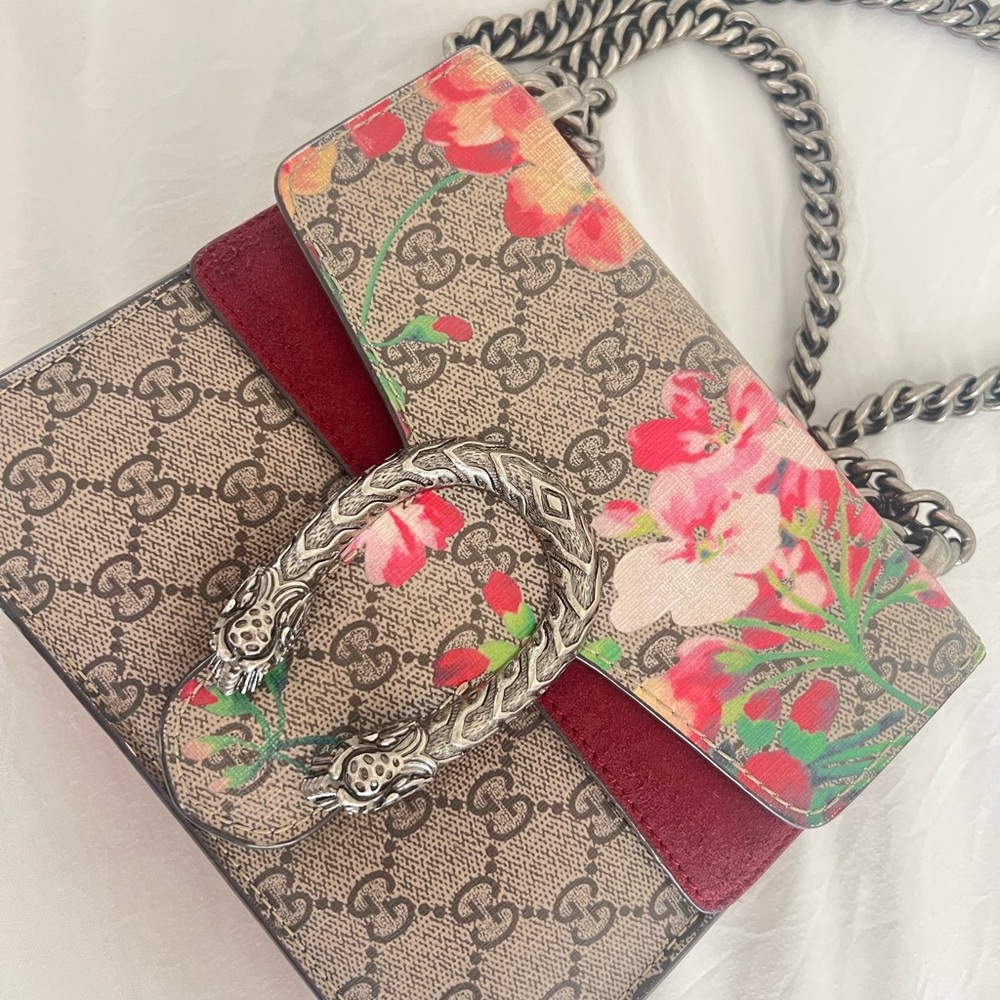 Gucci Brown and Red Shoulder Bag with Signature Design